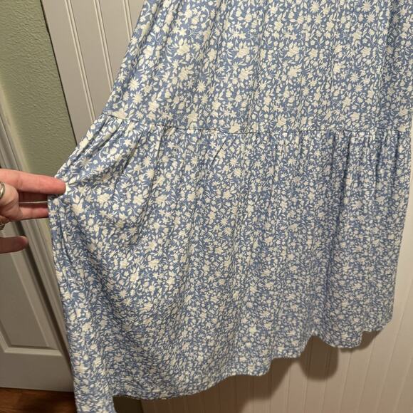 Nation LTD Gwen Tie Back Dress Blue Floral Cottagecore Smocked Size Medium - Picture 4 of 9